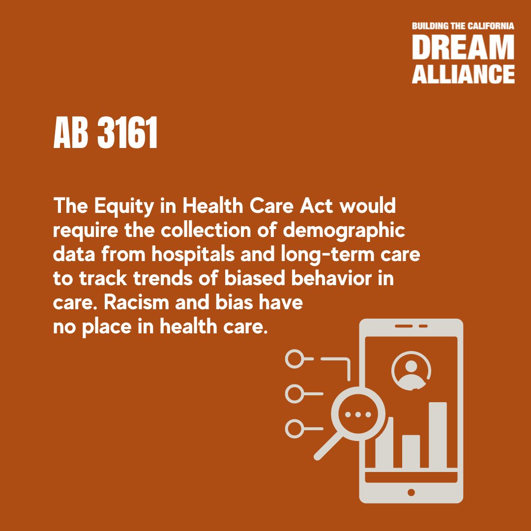 Mandating demographic data collection in hospitals & long-term care to tackle bias head-on. Racism has no place in healthcare. #AB3161 paves the way for civil rights support & builds patient trust.