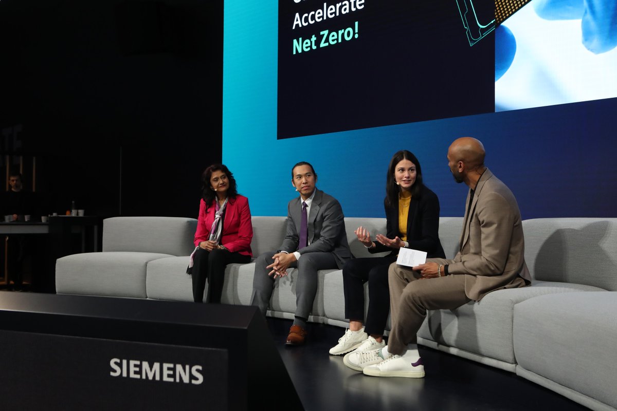 Supply chain innovation 🤝 Net Zero greenhouse gas emissions Yesterday at #HM24, Frank Truong, Intel Supply Chain Ops Chief of Staff, joined @siemensindustry for a discussion on how we’re collaborating to enhance semiconductor manufacturing efficiency and #sustainability.