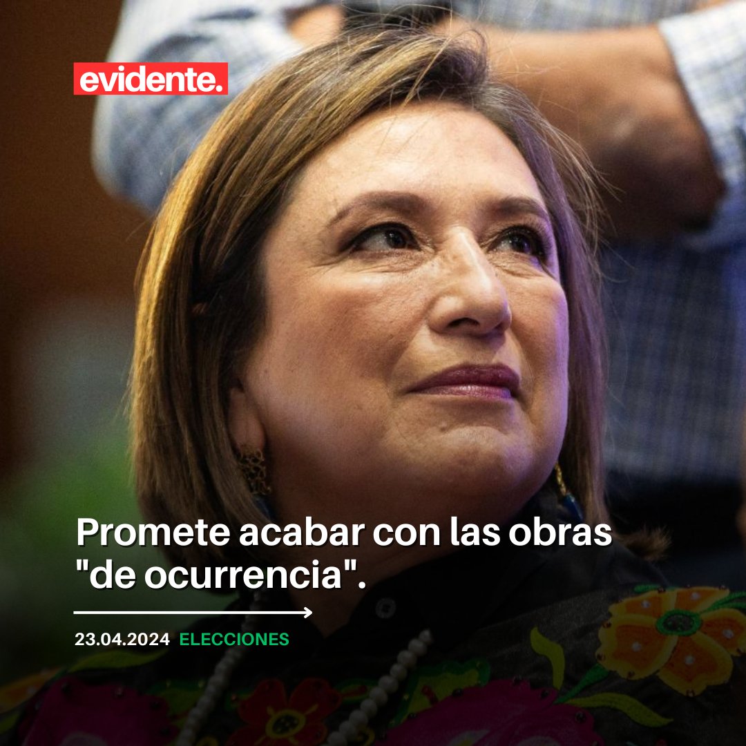 #Eleccion2024 - Xóchitl Gálvez aseguró que en caso de llevarse la presidencia de la república, se acabarán los proyectos de infraestructura que carezcan de rentabilidad económica, social y humana. Además, que su proyecto es integral, lo que evita los 'elefantes blancos'