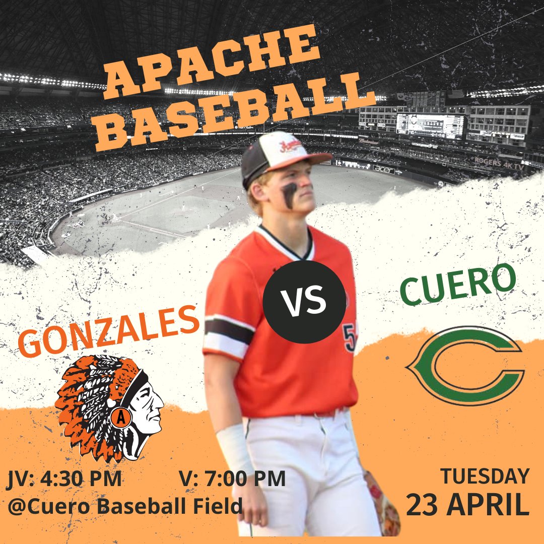 Good luck to our Apache Baseball teams as they travel to Cuero TONIGHT for their final game of district play! Go get that W! Go Apaches!