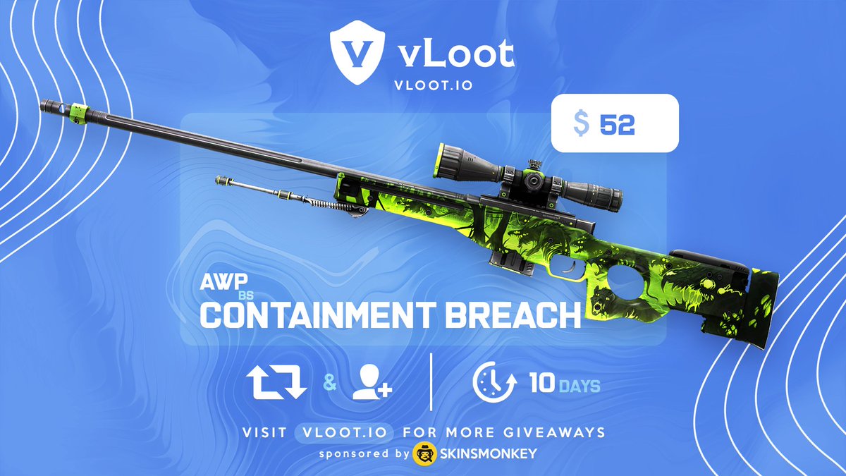 CSGO / CS2 AWP Containment Breach Giveaway 🎁 ✅ Follow @skinsmonkey & @vloot_io ✅ Like, Retweet and Tag 1 friend Winner drawn in 10 days, good luck 🥰