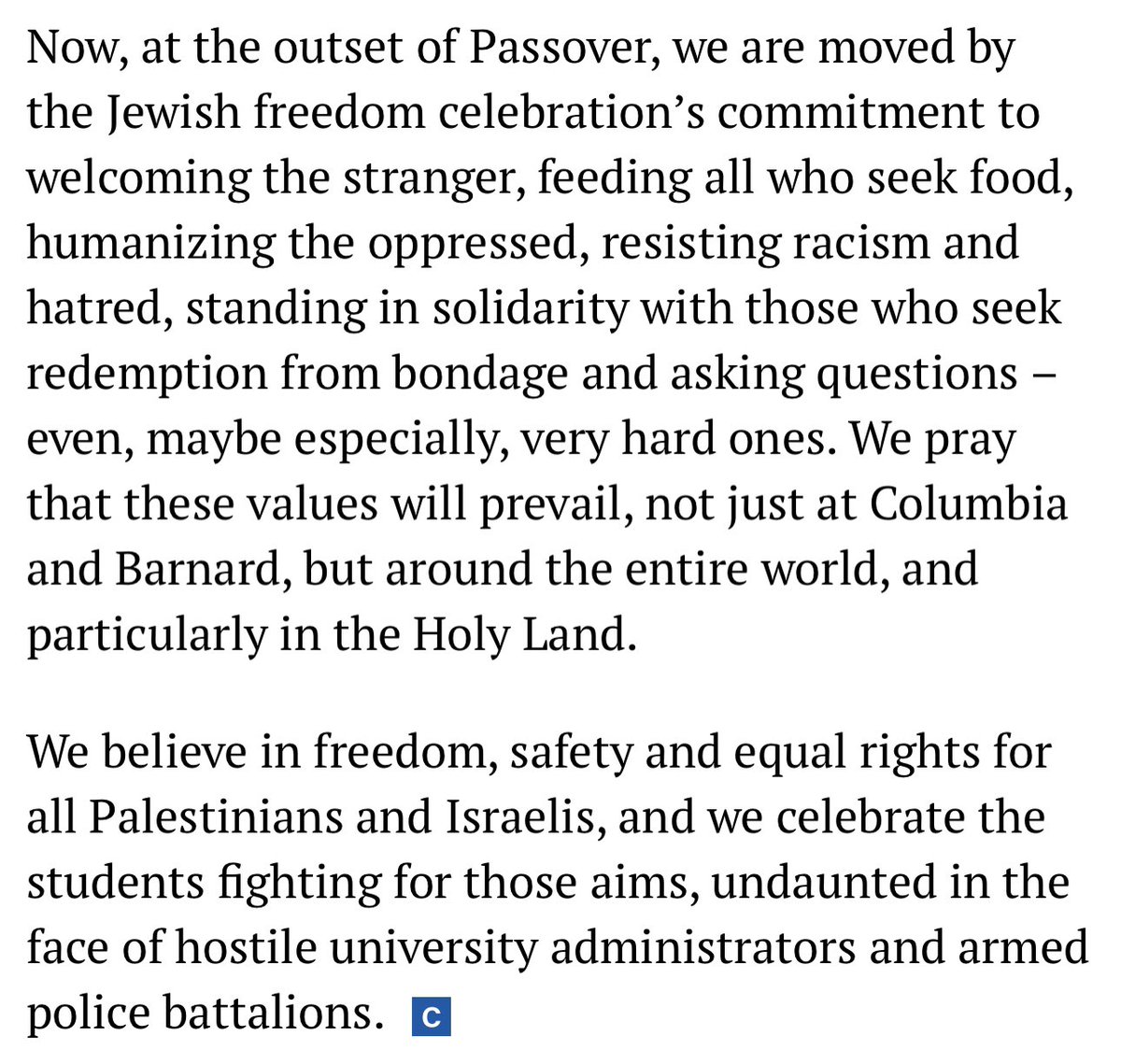 .@CabanD22, @CMAlexaAviles, @CMSandyNurse, and I joined Columbia’s Gaza Solidarity Encampment and saw firsthand a commitment to nonviolent protest, multiracial and interfaith coalition, and freedom for all. Our report back: cityandstateny.com/opinion/2024/0…
