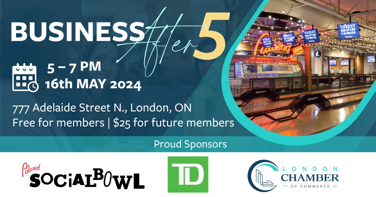 🗓️ Save the date! On May 16th, elevate your networking game at @BusinessAfter5, hosted by @SocialbowlLDN! Don't miss out on this chance to expand your network and boost your business! business.londonchamber.com/events/details…