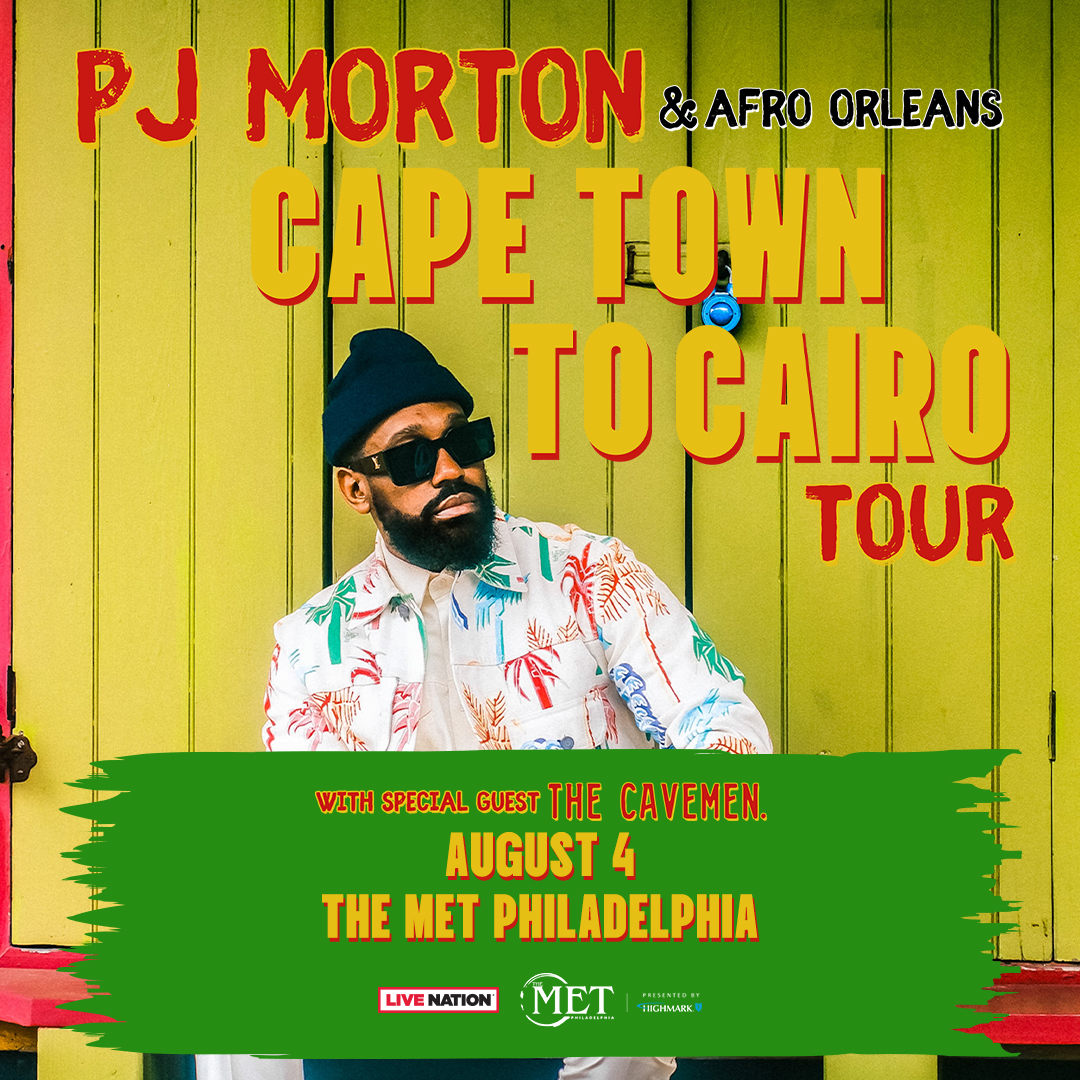 JUST ANNOUNCED 🎶 @PJMorton - Cape Town to Cairo Tour at #TheMetPhilly on Sunday, August 4! Presale begins Thursday, Apr 25 at 10AM [code: RIFF] Tickets go on sale Friday, Apr 26 at 10AM. 🎫: livemu.sc/3UuOVJT