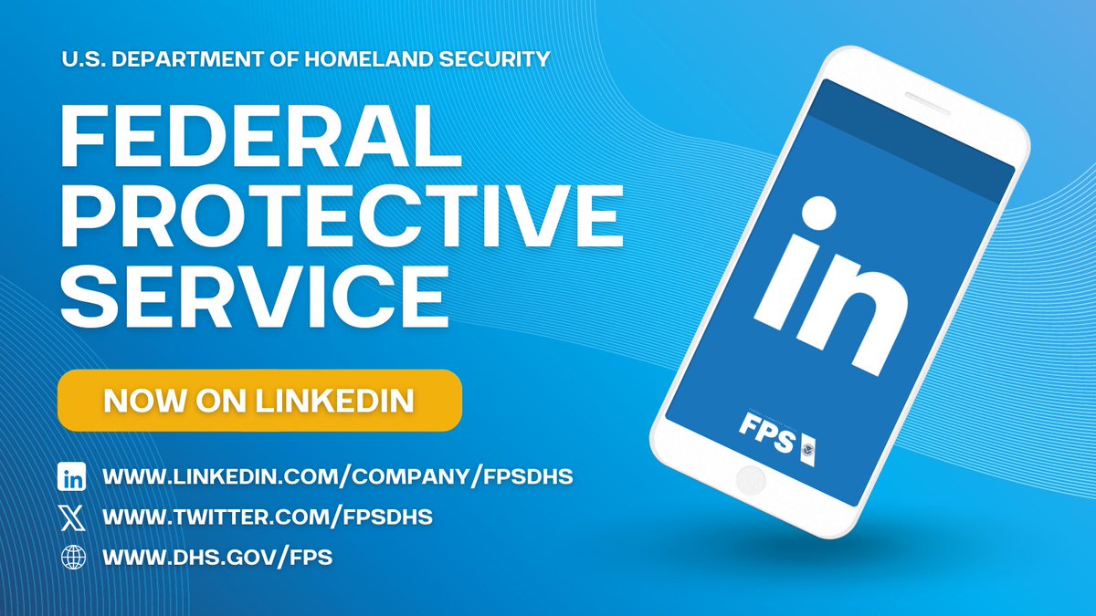 Exciting news 👮 @DHSgov’s Federal Protective Service is now on @LinkedIn! Learn about career opportunities and connect with @FPSDHS at linkedin.com/company/FPSDHS