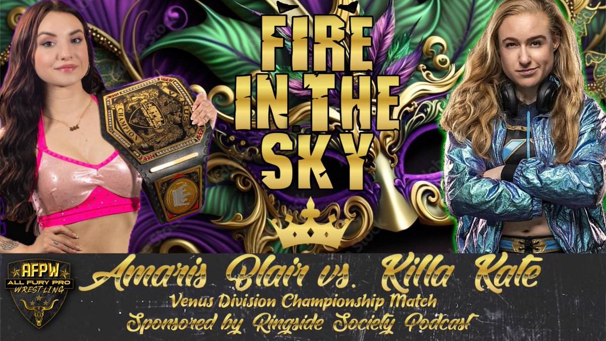 We would like to thank @RingsideSociety for sponsoring the Venus Division Championship bout at #FireInTheSky this Saturday 4/27. Be sure to follow them across all social media to stay up to date on new episodes! Get your show tickets TODAY! 🎟️: eventbrite.com/e/all-fury-pro…