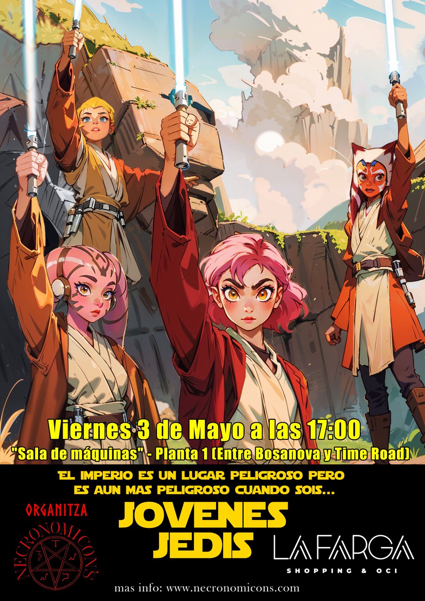 alnecronomicons's tweet photo. Viernes 3 de Mayo a las 17:00 estaremos en el centro comercial de la Farga ( Hospitalet de llobregat) planta 1 entre Bosanova y Time road, ofreciendo 1 partida de star wars. @LHAjuntament @som3cat @elperiodicoLH @EGigamesh @En5MinutosRol @StarWarsSpain #rol #StarWars https://t.co/gmKISQm8Wy