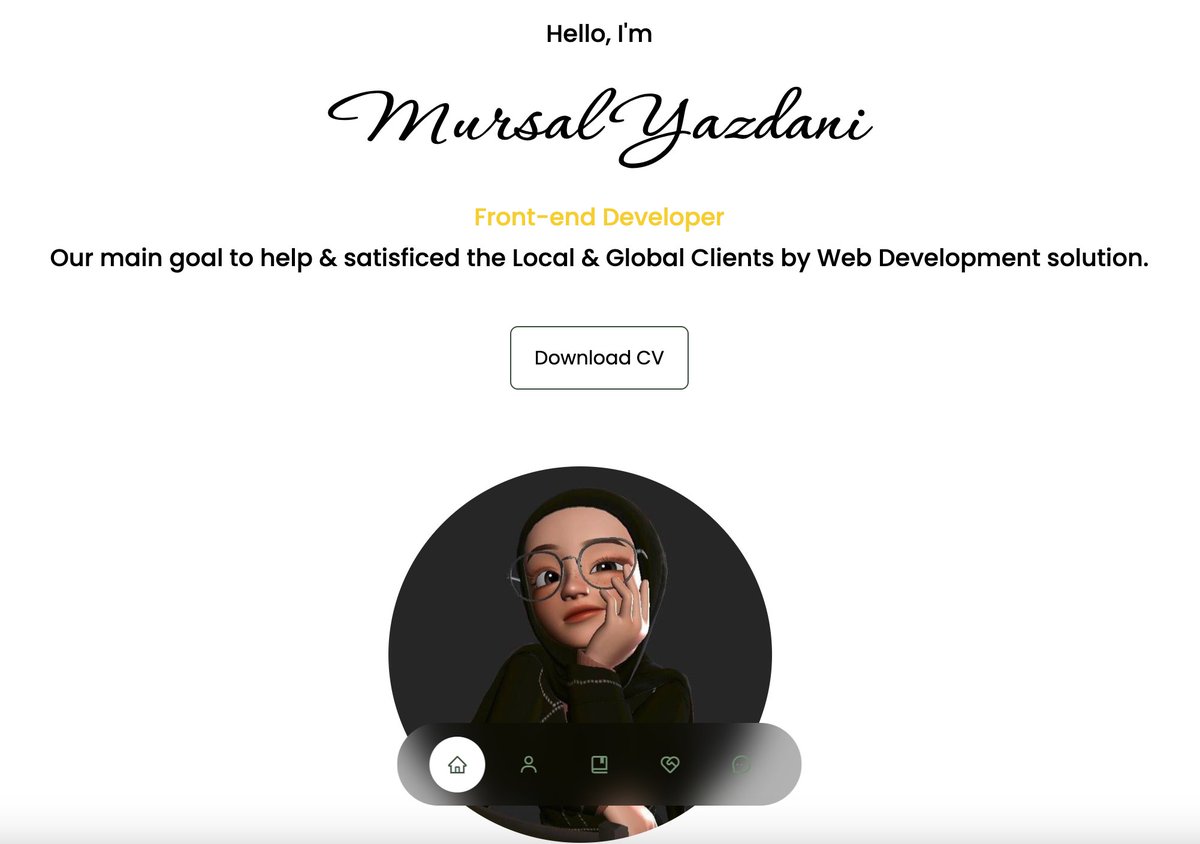 Exciting Showcase 🎉 Meet @mursal_yazdani, our Backend Dev class student, showcasing her exceptional talent with #ReactJS. She coded her first online portfolio demonstrating her skill. 🌐👩🏻‍💻✏️ Website: portfolio-ruby-five-99.vercel.app Github: github.com/Mursal2022 #AfghanGirlsCode