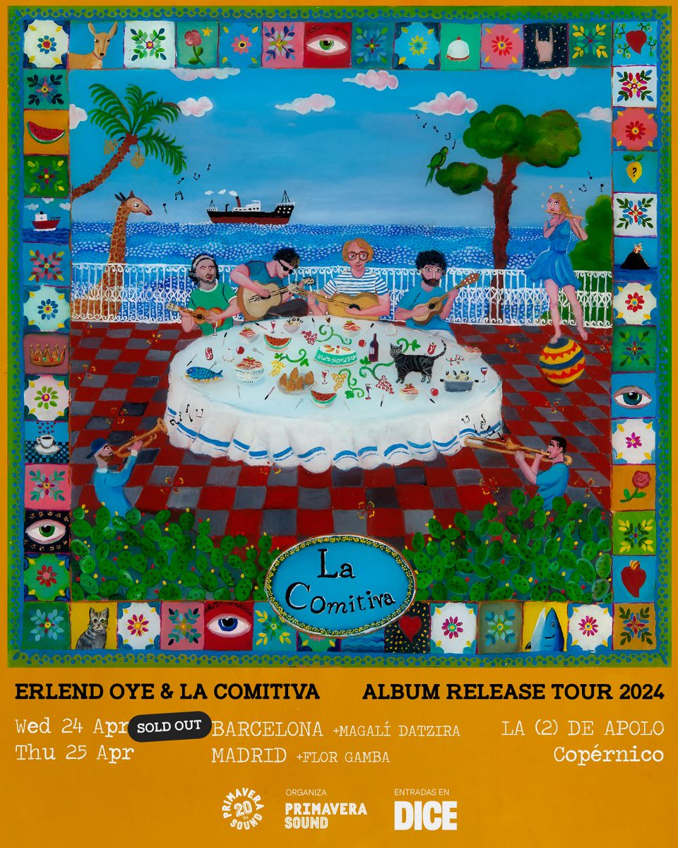 ¡Entradas agotadas para el concierto de Erlend Øye & La Comitiva en Barcelona! Os dejamos con los horarios de sus shows esta semana en La (2) de Apolo y Copérnico: BCN 24/04 19:30 Apertura de puertas 20:00 Magalí Datzira 21:00 Erlend Øye & La Comitiva MAD 25/04 19:30 Apertura…