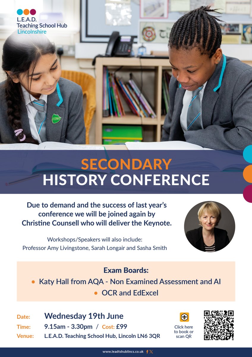 The Secondary History Conference is back by popular demand! We will be joined by keynote speaker Christine Counsell. Click here to reserve your place: event.bookitbee.com/47349/secondar…