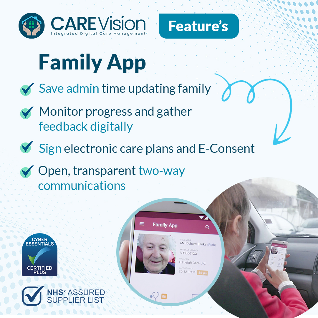 Many families worry about how their loved one is getting on when they have to go into a care home.
Care Vision’s family app allows easy, information sharing and updates. 
carevisioncms.co.uk/care-home-fami…

#family #communication #evidencebased #seniorcare #carehomes #residentialcare