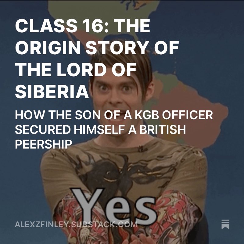 This story has everything! Russian spies, Italian spies, a rogue prime minister, and a caviar- and vodka-fueled orgy at an Italian palazzo. How the son of a KGB officer secured himself a British peership. open.substack.com/pub/alexzfinle…