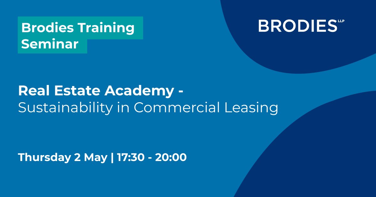 There is still time to sign up to our real estate academy events, sign up below
Edinburgh - 2 May - brodies.com/events/real-es…
Glasgow - 9 May - brodies.com/events/glasgow…