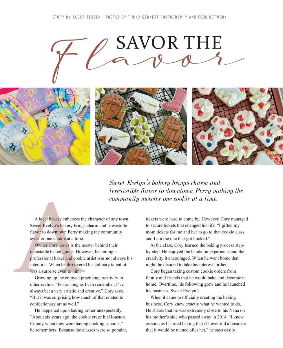 living_county's tweet photo. •Savor The Flavor ✨

Sweet Evelyn’s bakery brings charm and irresistible flavor to downtown Perry making the community sweeter one cookie at a time.

You can read more about this highlight in our current issue! 

Hometown Living At Its Best 🧡
#houstoncountylivingmagazine https://t.co/kaKzydK7kB