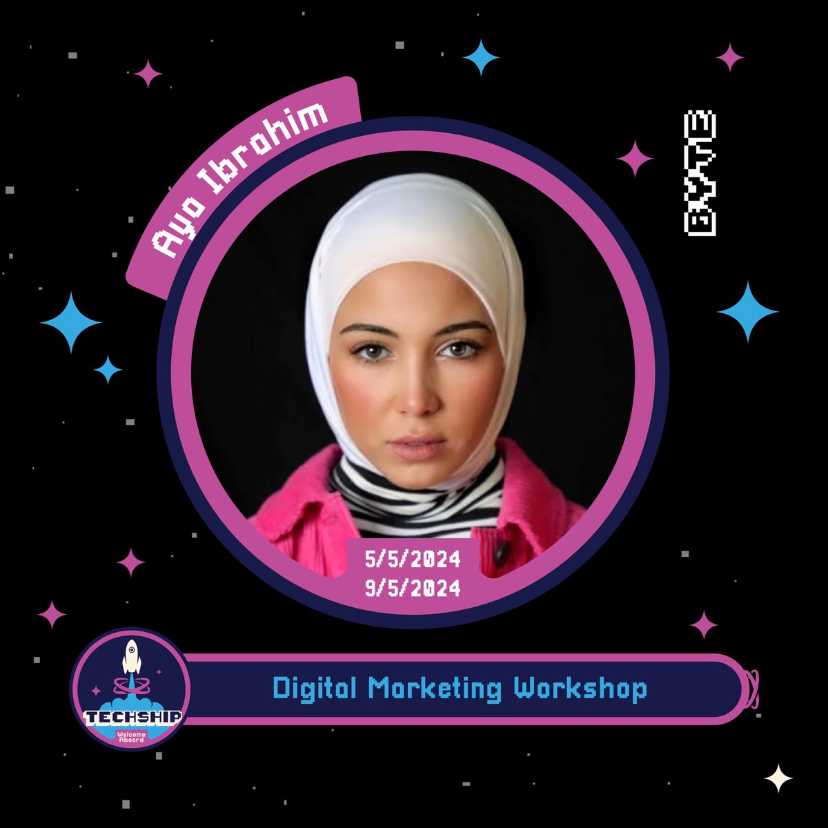 TechShip 1st Trip 🚀 
Digital Marketing 
🎙️ Lead by: Aya Ibrahim 
🗓️ Date: Sunday 5th of May - Thursday 9th of May 
🕟 Time: 4:30 PM - 8:00 PM 

#TechShip🚀 
Welcome Aboard!

Funded by US State Department through Alumni Engagement Innovation Fund (AEIF)