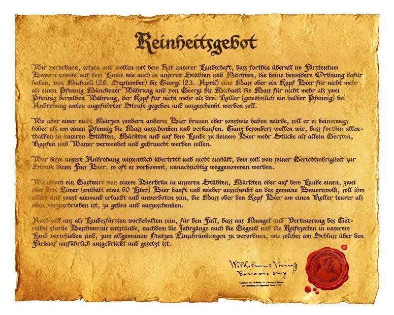 Happy “National Beer Day” to our friends in Germany 🇩🇪. On this day in 1516, the Reinheitsgebot - the German beer purity law - was adopted.