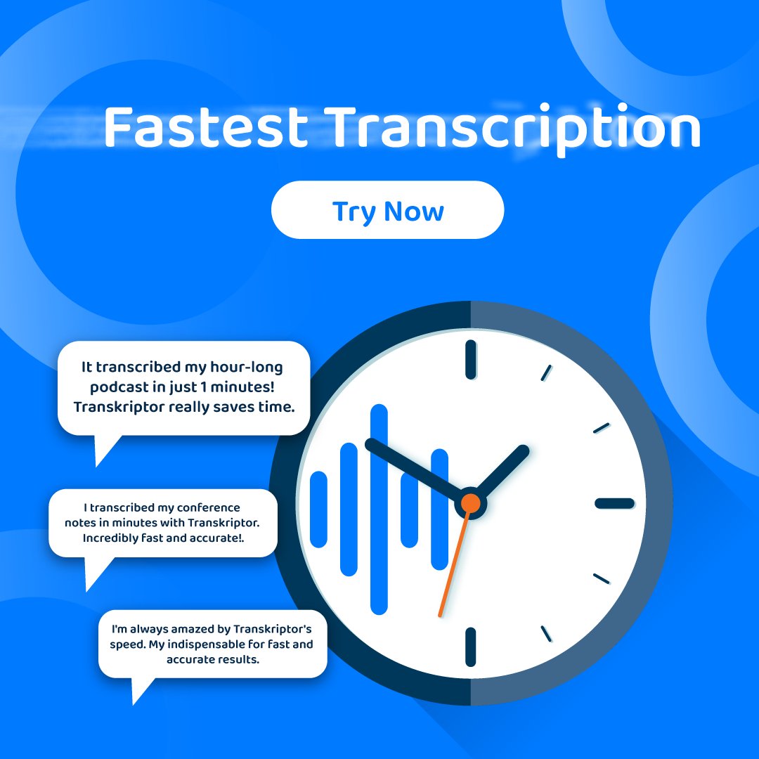 TranskriptorApp's tweet image. Discover a faster and easier way to research and take notes, by transcribing your audio and video content. Use your time more efficiently with Transkriptor!
#SaveTime #TranskriptorApp #VoicetoText #Productivity #Technology