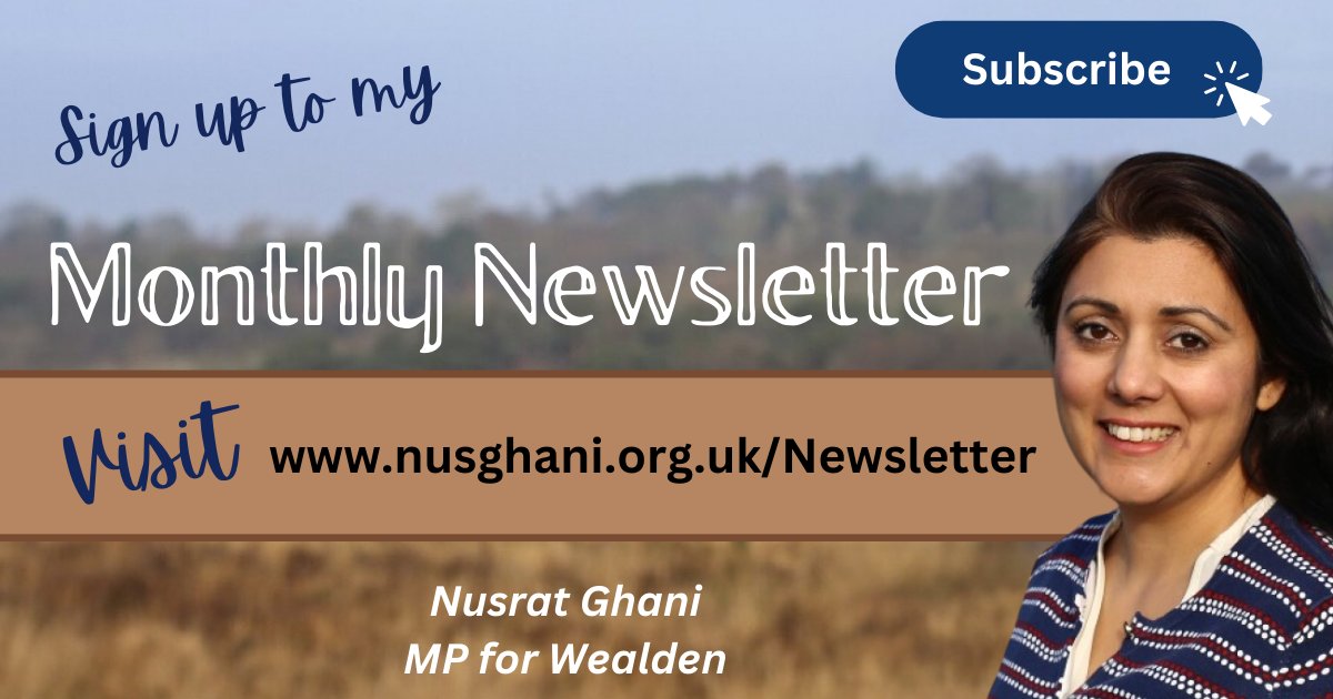 Do you receive my monthly Wealden newsletter? If you sign up now, you'll receive the next edition in your inboxes soon. 📰 Subscribe here to keep up to date with my latest news 👉🏽 nusghani.org.uk/Newsletter