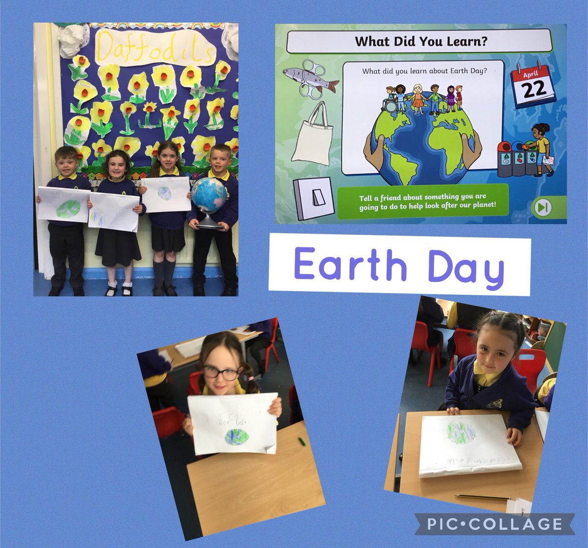 To celebrate 'World Earth Day' our Primary 1 classes discussed how we can all help look after our Earth.  Children watched a PowerPoint and then drew the world in their books.🌍🌎