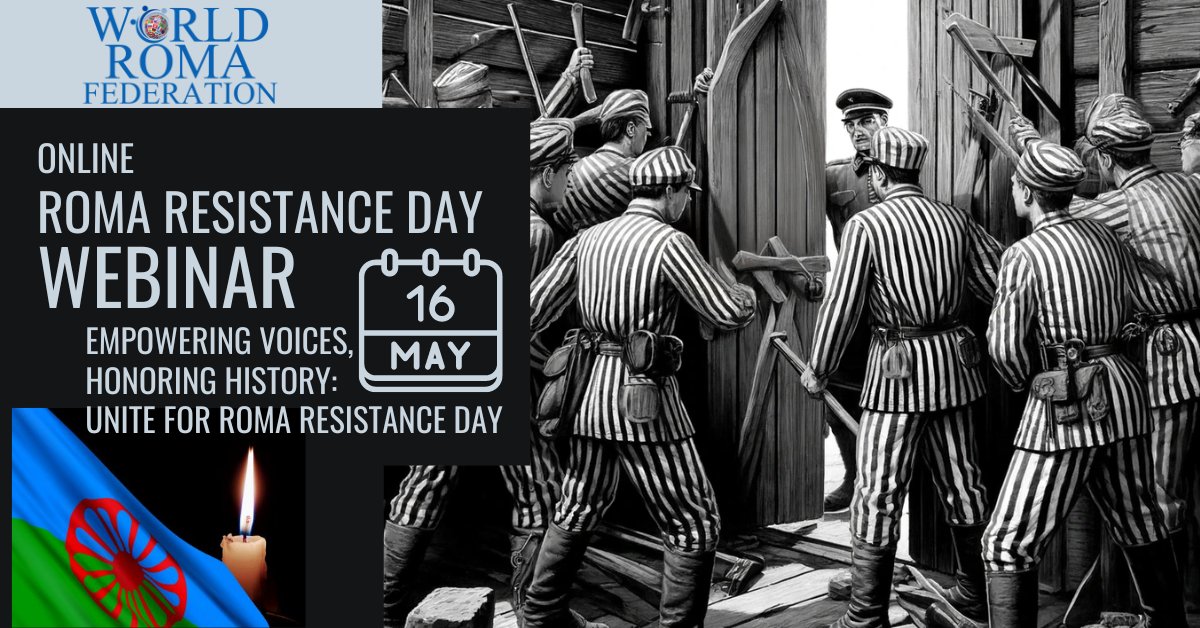 The #WorldRomaFederation is hosing a #webinar on #RomaResistanceDay which occured during the #Holocaust.  For more info, t.ly/I5_y3 

#OpreRoma #Share #SocialJustice