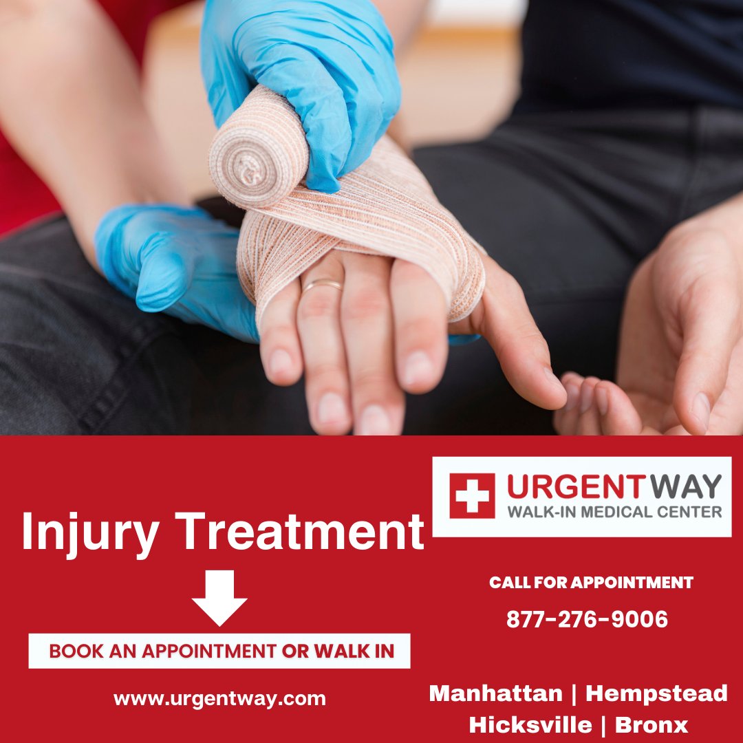 Injury Treatment 
Don’t Be Sidelined By Injury
Get Timely Injury Treatment At Our Injury Care Center
BOOK AN APPOINTMENT OR WALK IN:
urgentway.com/services/injur…
#sportinjury #physicaltherapy #sportsinjury #injury #physiotherapy #kneeinjury #injuryprevention #urgentway #clinics