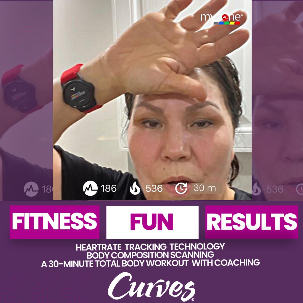 🏋️‍♀️ Elevate your fitness experience with Myzone wearable heart rate tracking technology at Curves*! 💓 Join us for a FREE** Trial Workout at Curves and discover the power of Myzone today! 🌟 *At participating locations. **See Curves.com for terms and conditions