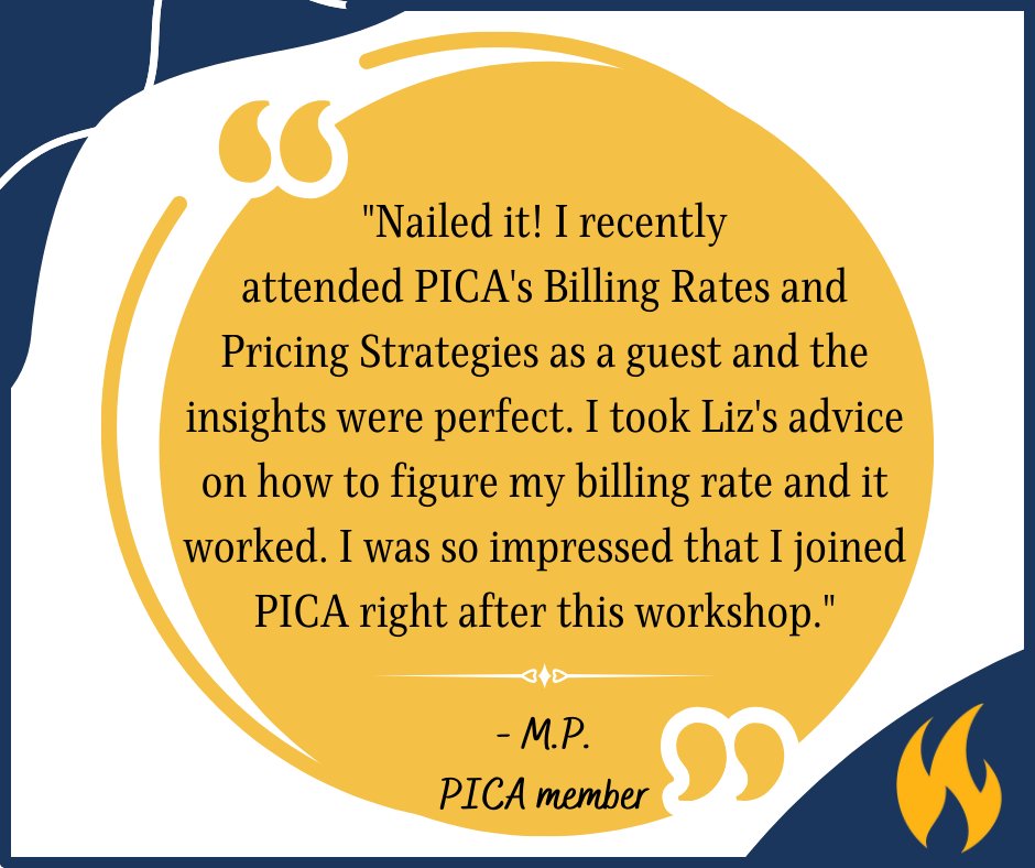 Did you know that if you join PICA's workshop as a guest &amp; pay for the cost of the workshop that we will credit that towards your membership fee?

Register now for our next Billing Rates &amp; Pricing Strategies for Solopreneurs, which will be held on May 8th.
ow.ly/eOgQ50RmerB