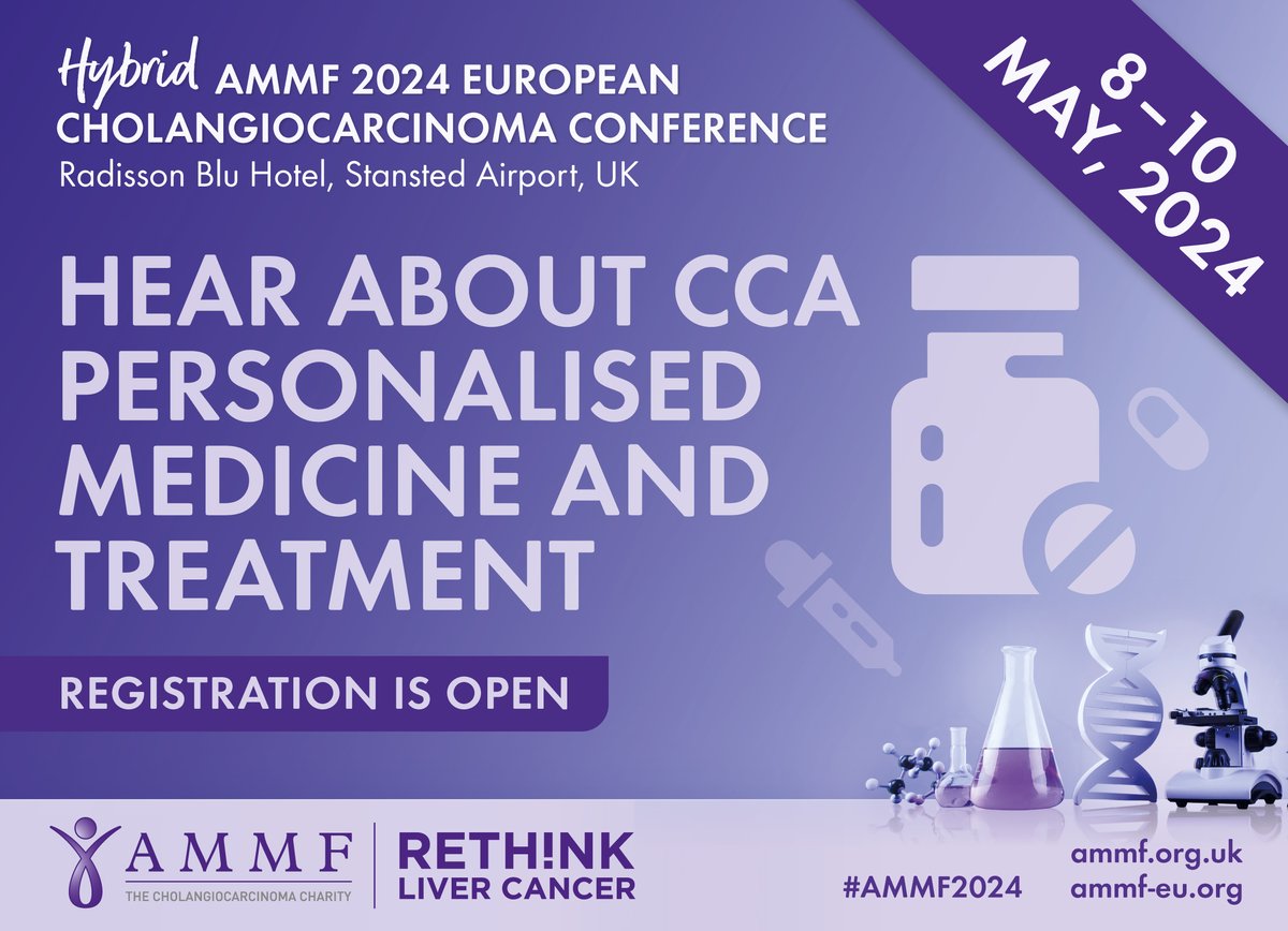 Join us for sessions on personalised medicine and the treatment landscape, led by #CCA experts, at #AMMF’s Hybrid 2024 European Cholangiocarcinoma Conference in London. Register now: ammf.org.uk/ammf-conferenc… #cholangiocarcinoma #AMMF2024 #LiverTwitter #BileDuctCancer