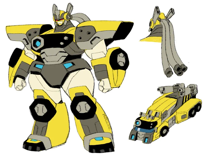 Yellow Splendid Convoy  I took inspiration from Fire Convoy's super mode with the base robot to create a single unit. Her pony tail is made up of fire hoses. 