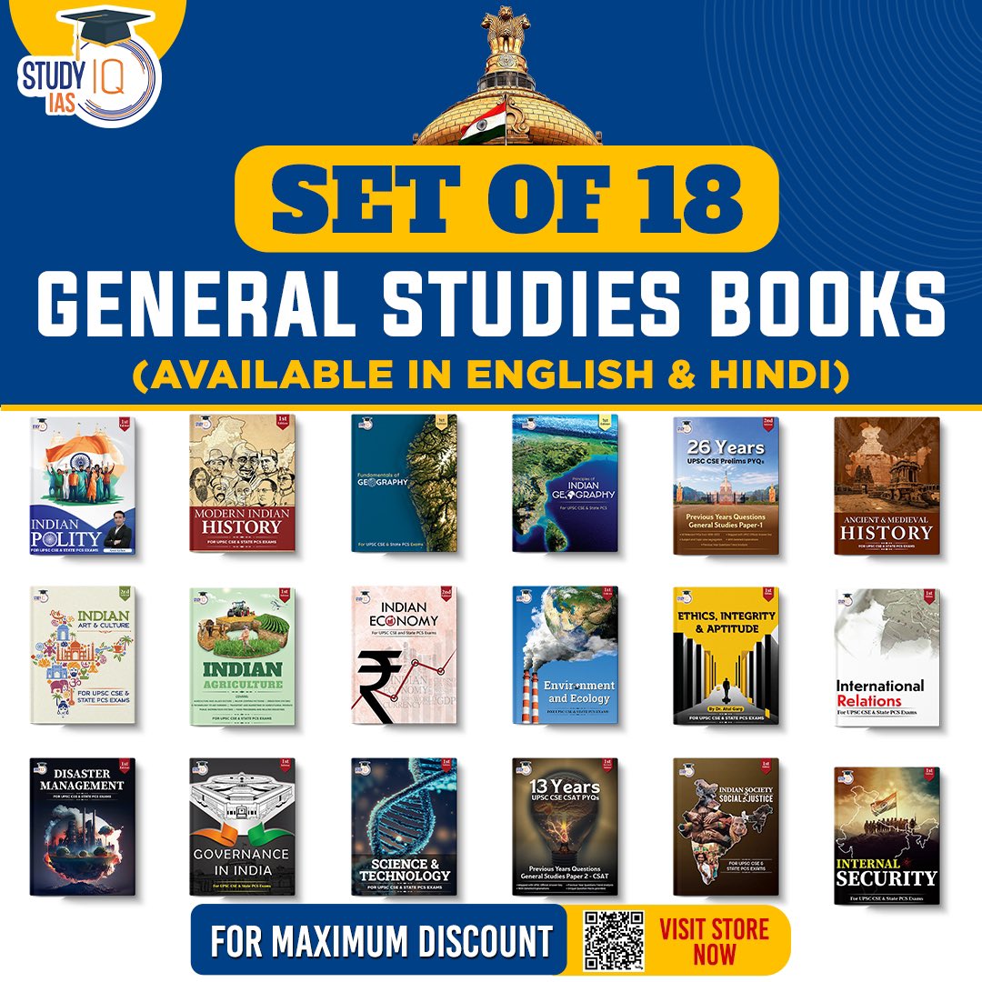 Get a head start on your UPSC preparation with our Set of 18 General Studies Books. To get 50% discount Use Code 'UPSCCOMBO'. bit.ly/3JxfuI2 #ncert #ncertbooks #upsc #cse #iasbooks #upscbooks #upscpreparation #upscprelims