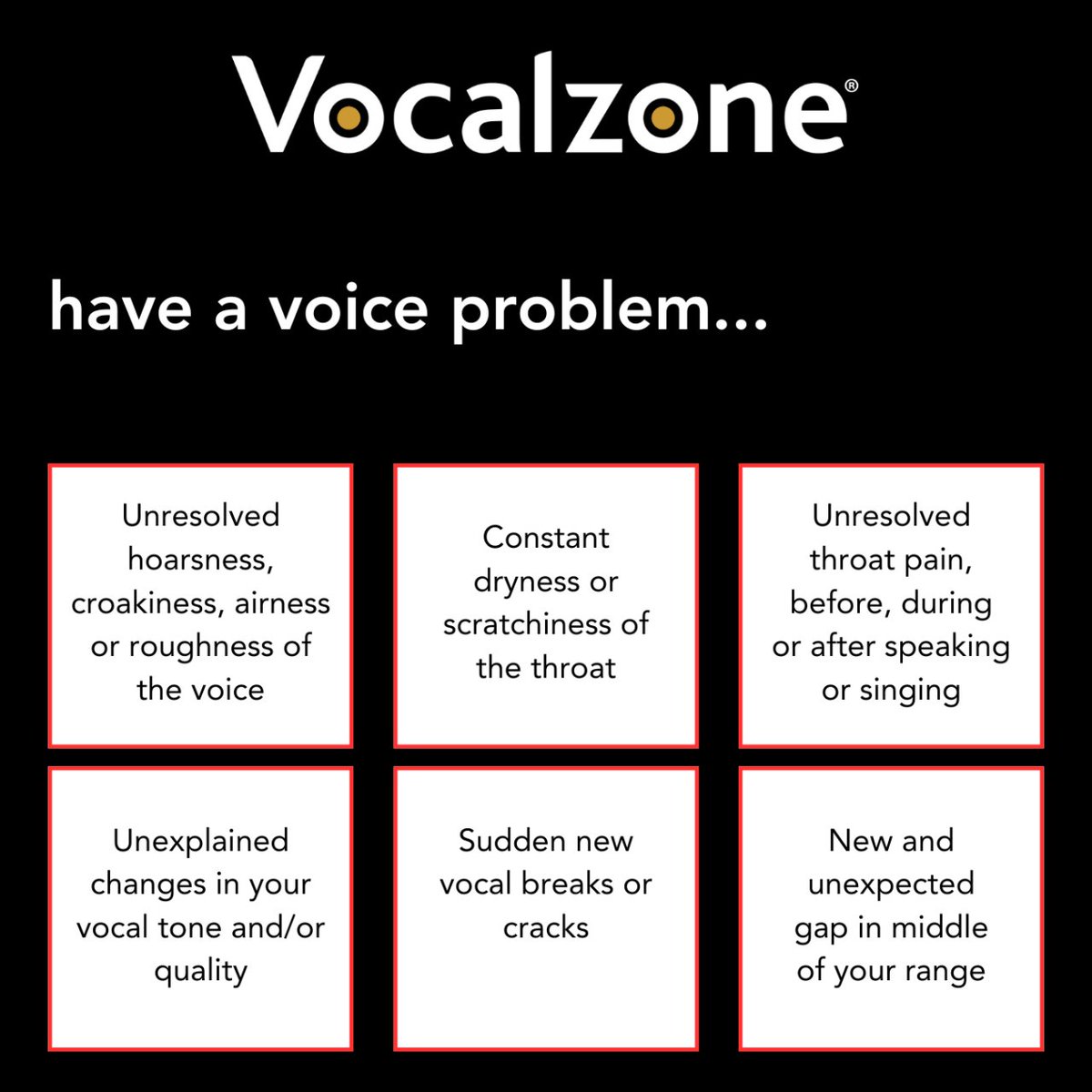 Have you had any of these voice problems? 🗣️‼️ #throatcare #vocalzone #vzfamily #vocalzonehq