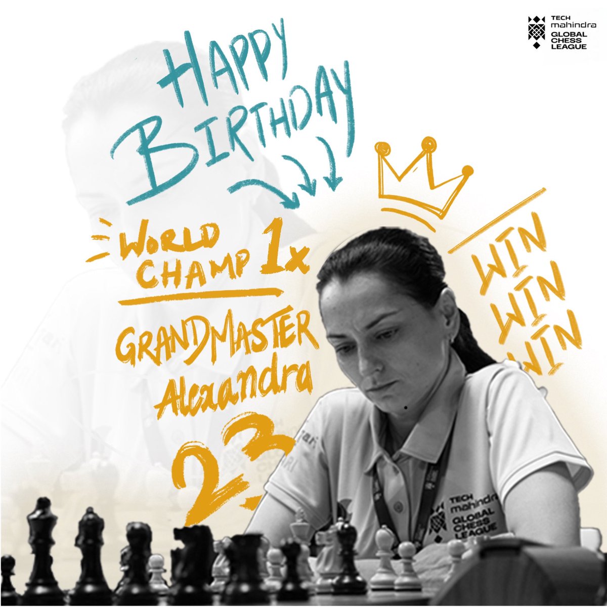 Wishing @gulf_titans superstar, @chessqueen Alexandra Kosteniuk a very happy birthday! 🎂 #TheBigMove #GCL #GlobalChessLeague #alexandrakosteniuk