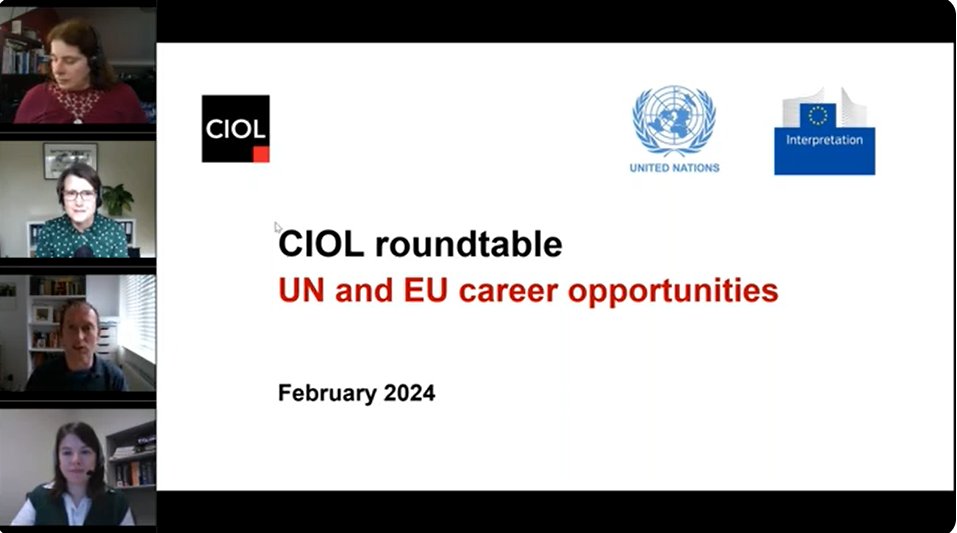 We have just published a video of our Roundtable discussion on #employment #opportunities for #professional #linguists at the UN and EU held earlier this year. The discussion was hosted by CIOL Head of Membership Dom Hebblethwaite, joined by a panel of representatives from the UN