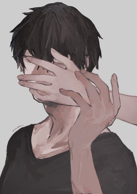 「hand on another's face upper body」 illustration images(Latest)