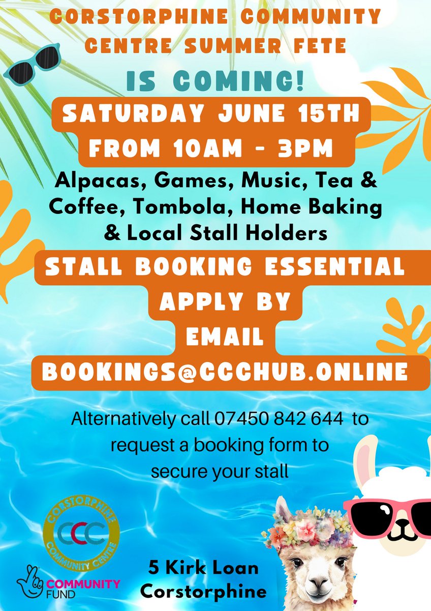 CCC Summer Fair 15th June 2024 10 am - 3 pm - book your space now! Alpaca info to follow.