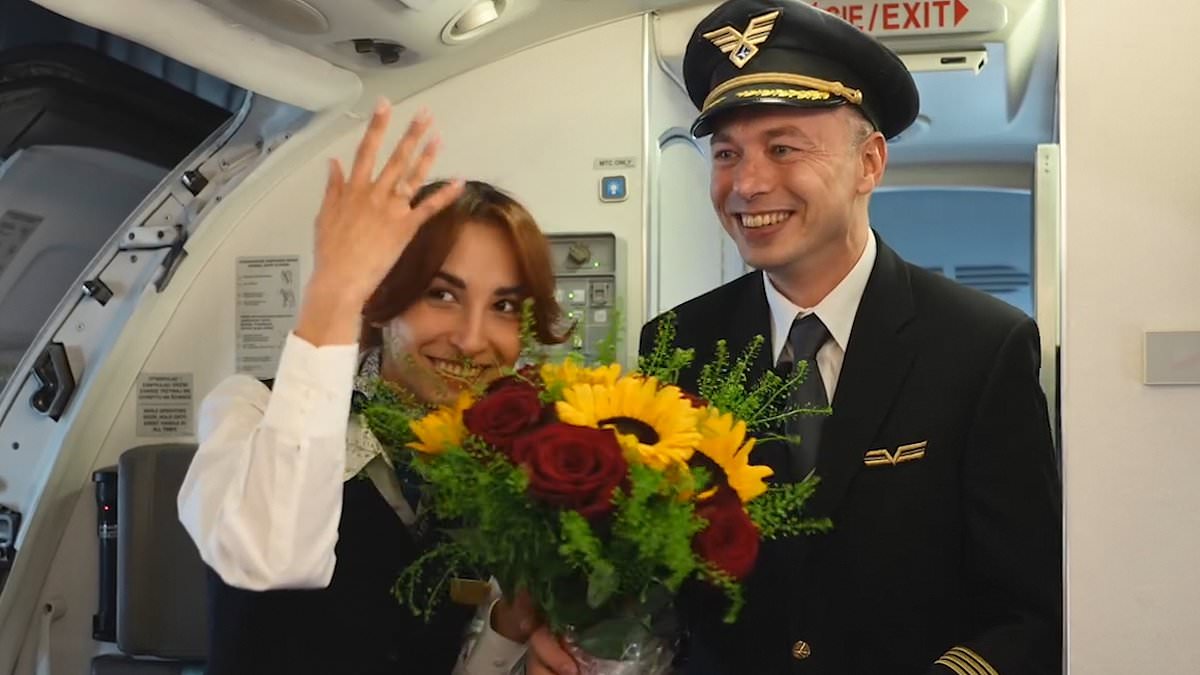 Love is in the air! Heartwarming moment pilot asks his 'greatest dream' air hostess girlfriend to marry him in front of cheering passengers… and she said yes! dlvr.it/T5vYVq . #Trump2024
