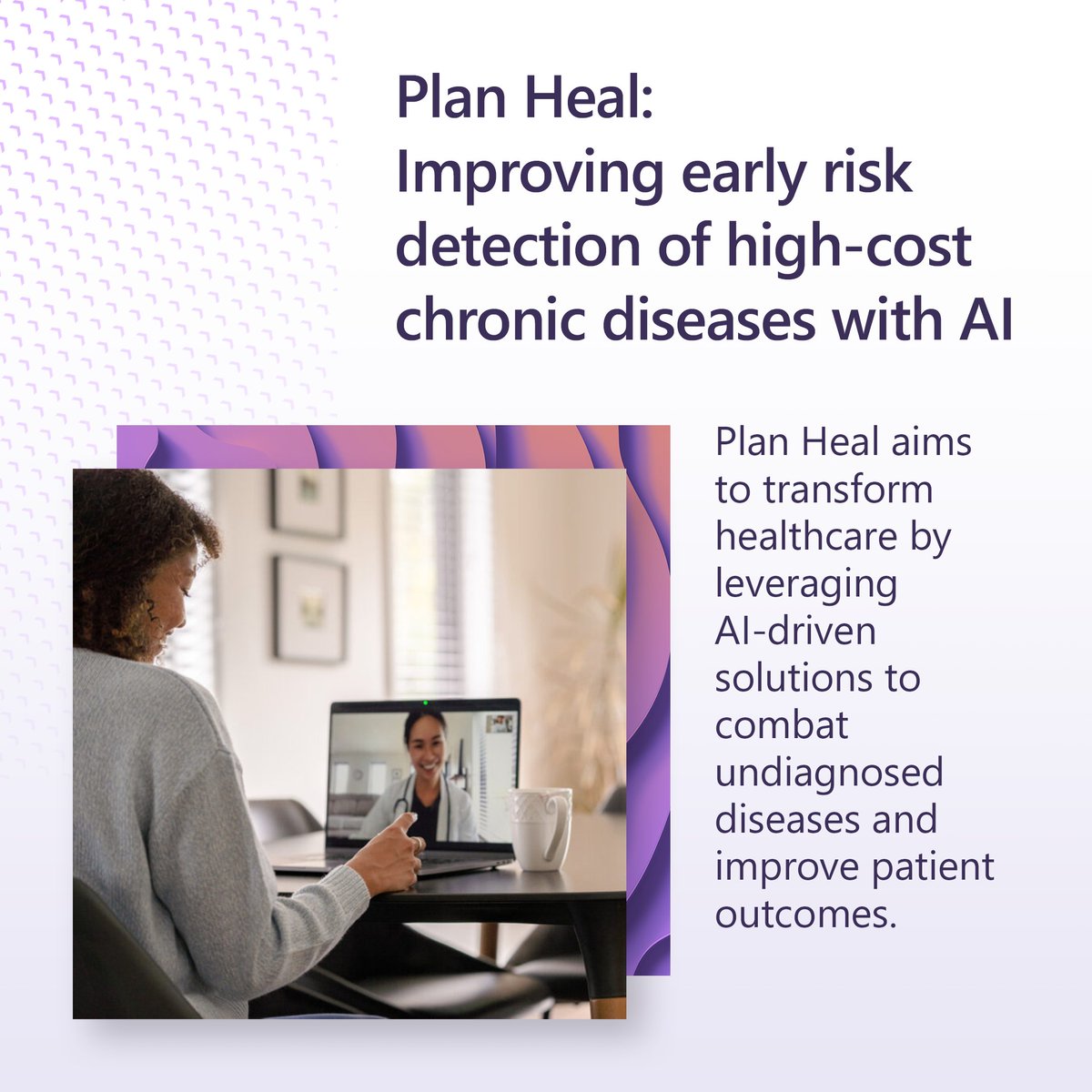 Learn how @PlanHeal is leading the charge in healthcare innovation by helping uncover undiagnosed diseases with AI-driven assessment tools. ❤️‍🩹 See how they are striving to change outcomes for patients: msft.it/6012YHJzk