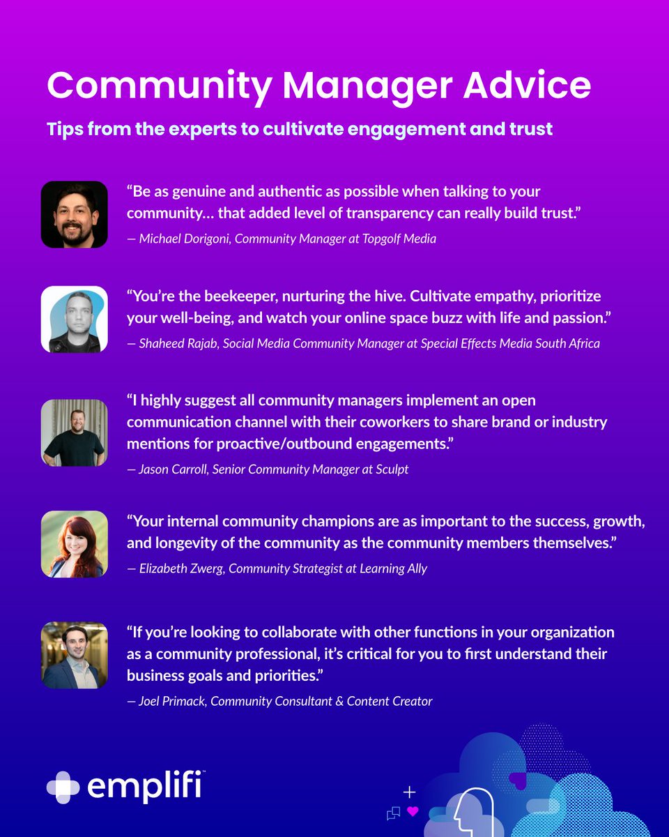 Check out this advice from experts in the world of community management! The role of Community Manager is projected to grow by 9% over the next decade — faster than the average for all occupations. ⚡ @ShaheedRajab @jprimack25