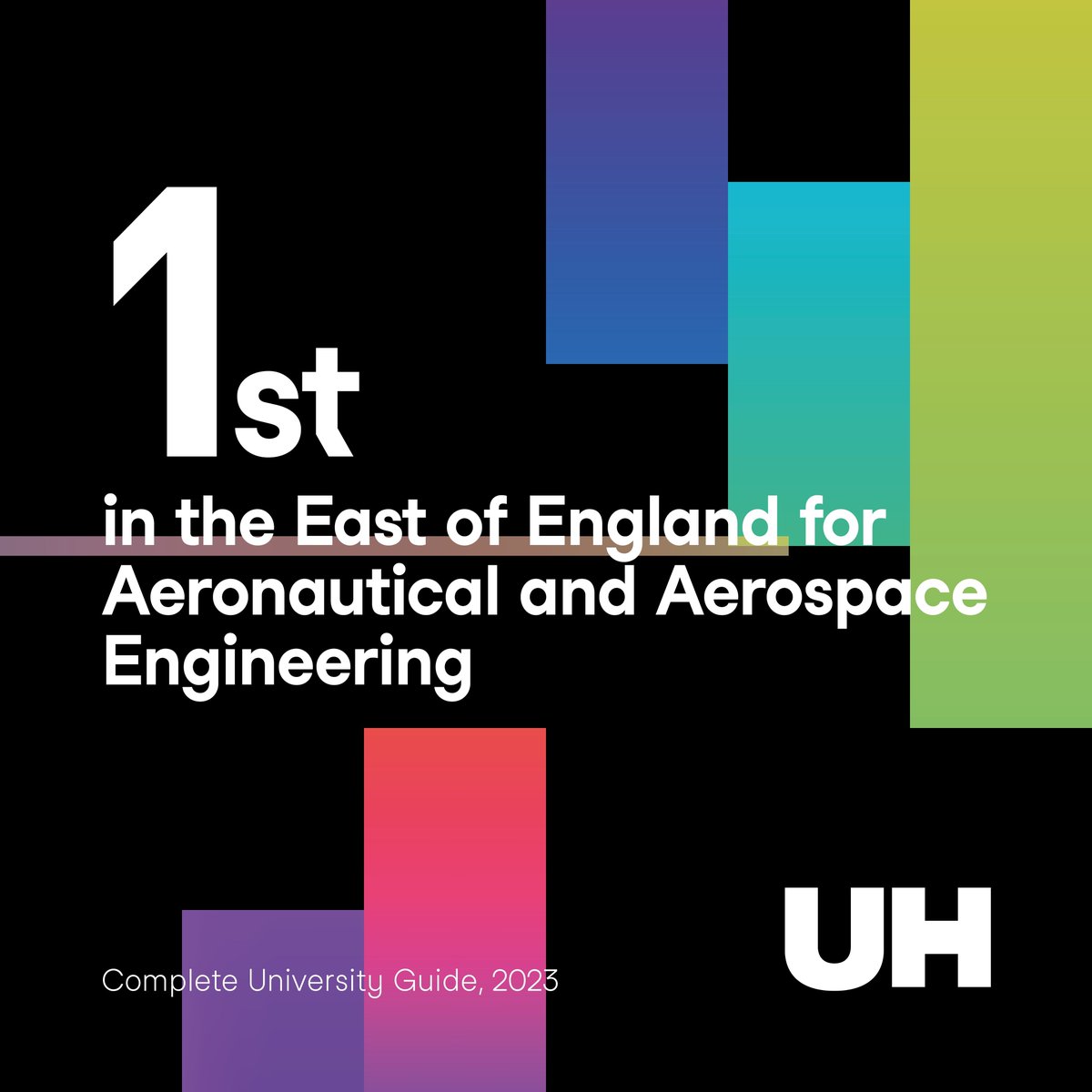 🏆 🛬 We are proud to be 1st in the East of England for Aeronautical and Aerospace Engineering in the Complete University Guide (2023)!

Check out the facilities on campus and courses available ➡️ buff.ly/3U4Ny4j 

#GoHerts #UniofHerts #Herts