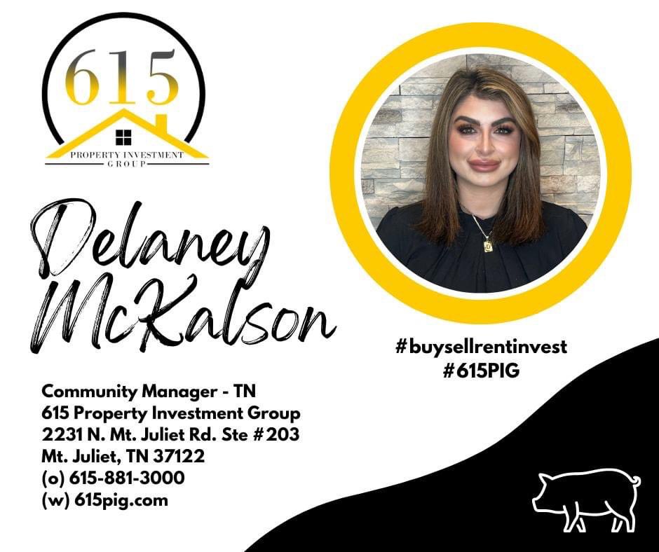 We are super excited to welcome our newest addition to the 615 PIG family! 

Please welcome our new Community Manager for TN, Delaney McKalson.

#mtjuliet #615pig #RealEstate #propertymanagement #realtor #Nashville #tennessee