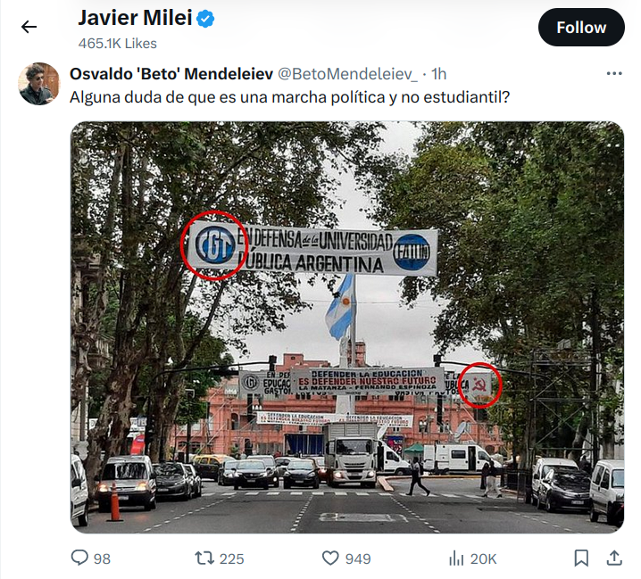 Desde 1918 los estudiantes participan del cogobierno universitario. Desde 1918 los estudiantes universitarios hacen política. Pero claro, ellos quieren llevarnos de vuelta a la etapa anterior. #MarchaFederalUniversitaria