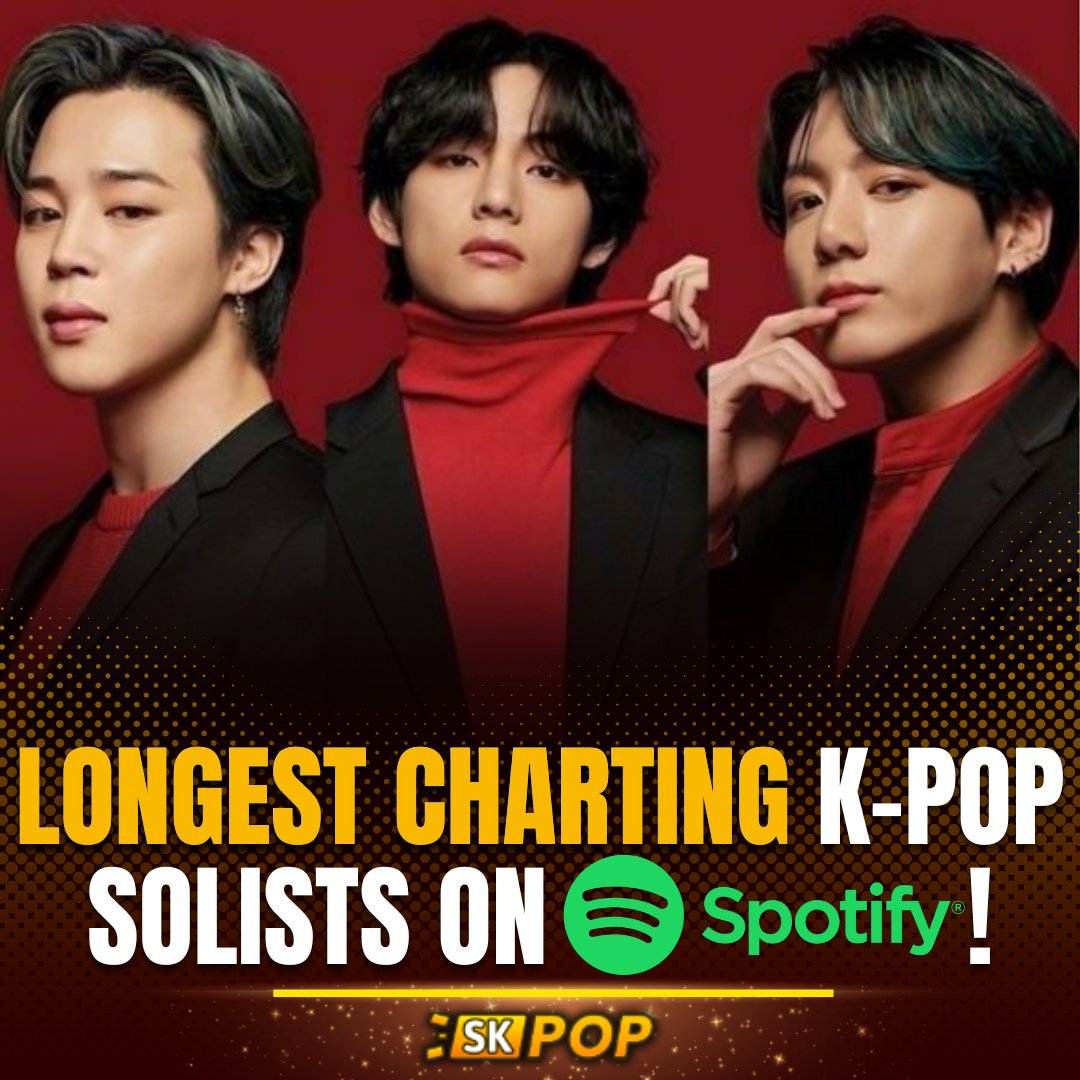 🟢 V (Taehyung) has now joined JIMIN and JUNGKOOK as the only Korean/K-Pop Soloists to Chart 200 days on Spotify Global Artists Chart! 🔥