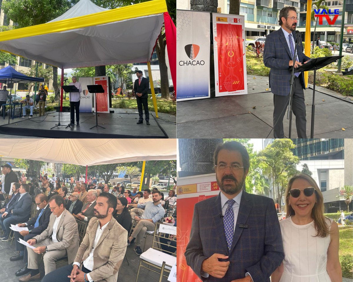 Con una lectura de fábulas y leyendas españolas y venezolanas se celebra el #DíaDelLibro y #DíaDelIdiomaEspañol, desde la plaza Isabel la católica, la Castellana. Presentes autoridades de la embajada de 🇪🇸 en 🇻🇪, la @AVeLengua y personalidades del mundo de la cultura.