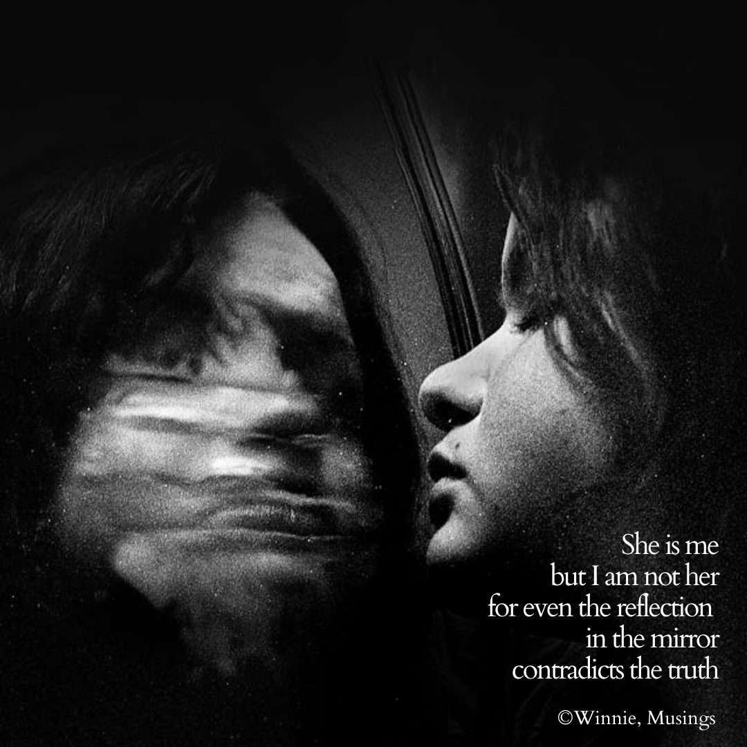 weng_suarez's tweet photo. She is me
but I am not her
for even the reflection 
in the #mirror
contradicts the truth

#vss365 #shortpoetry #pexelsphoto https://t.co/3Wt0tgASu7