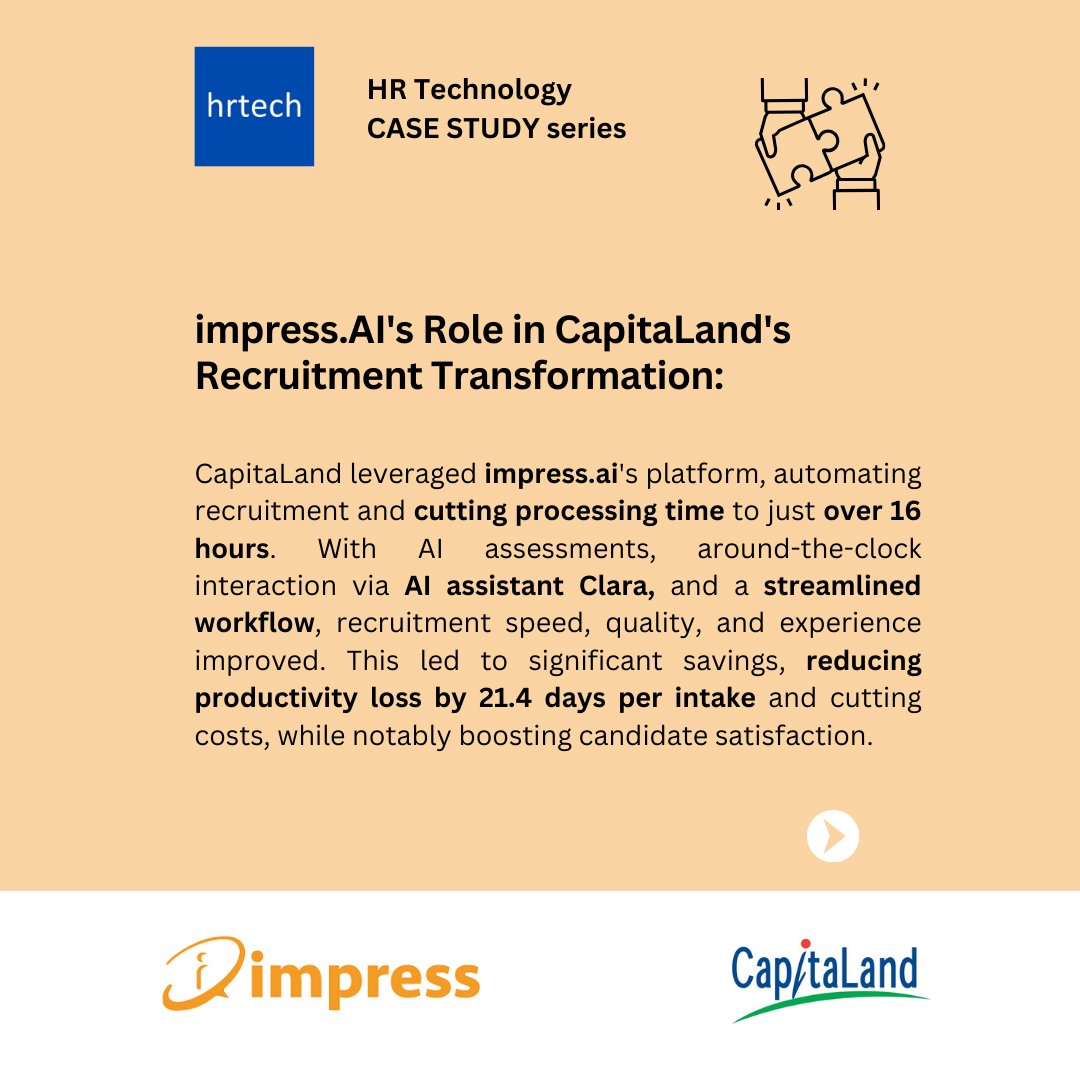 hrtechtweets's tweet photo. @CapitaLand  transforms recruitment with https://t.co/FIxEtl47RP, achieving remarkable efficiency and securing top talent fast. Explore the game-changing strategy that reduced hiring time to just over 16 hours! https://t.co/bPVrantr96 https://t.co/CdyTYP33Vo