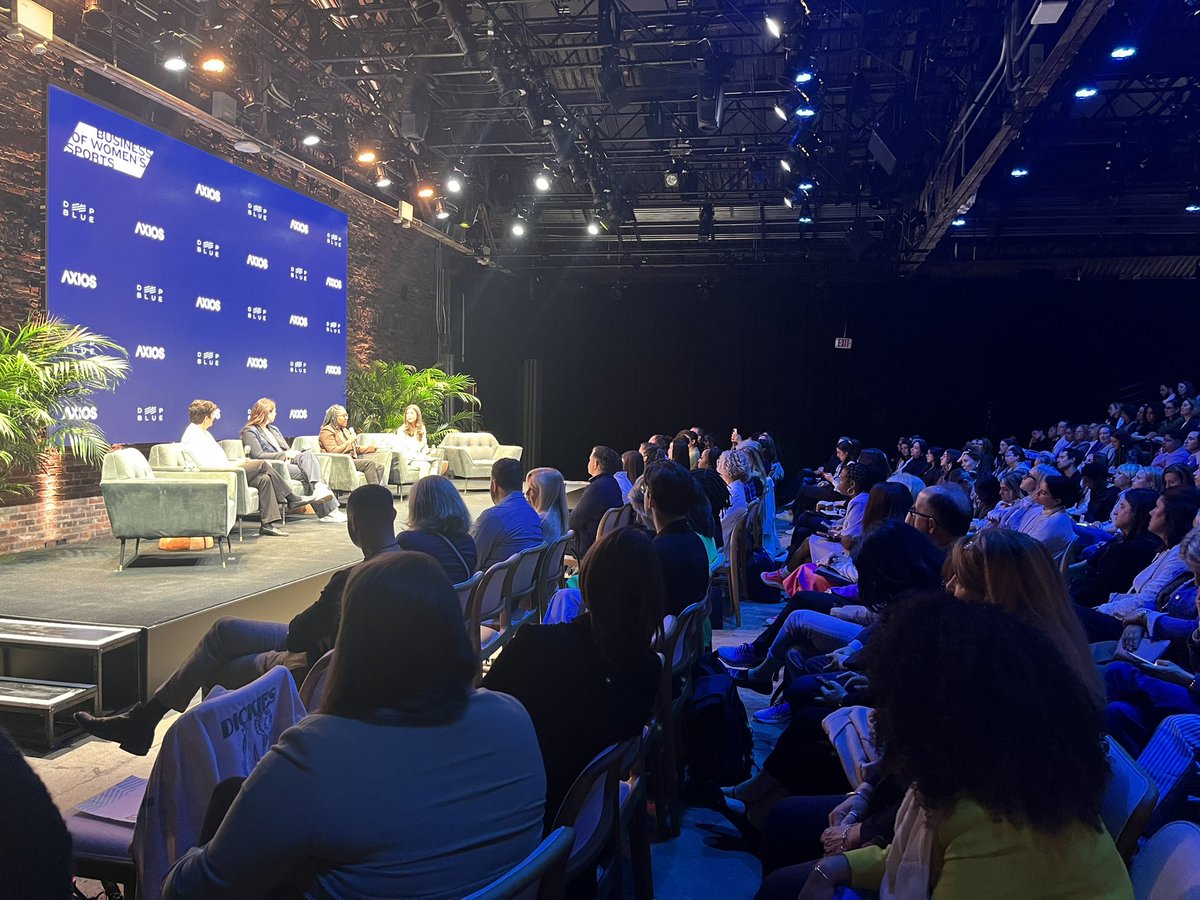 JeffHeckelman's tweet photo. Photo doesn't do justice to the packed house at today's Axios/Deep Blue Entertainment’s Business of Women’s Sports Summit in NYC. Yet another great sign for the growth of women's sports. My client @jpatricof of @AUProSports speaking on a panel this afternoon. #BOWSS24 https://t.co/nLlpJ3c33p