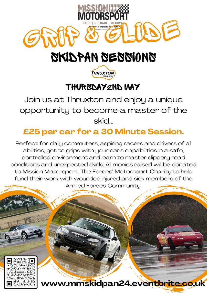 Want to be the King or Queen of Skids? Our hugely popular @thruxtonracing Skidpan sessions are back! Open to everybody, not only can you put your skills to the test, but you'll also be helping us raise vital funds. Book your slot here: mmskidpan24.eventbrite.co.uk