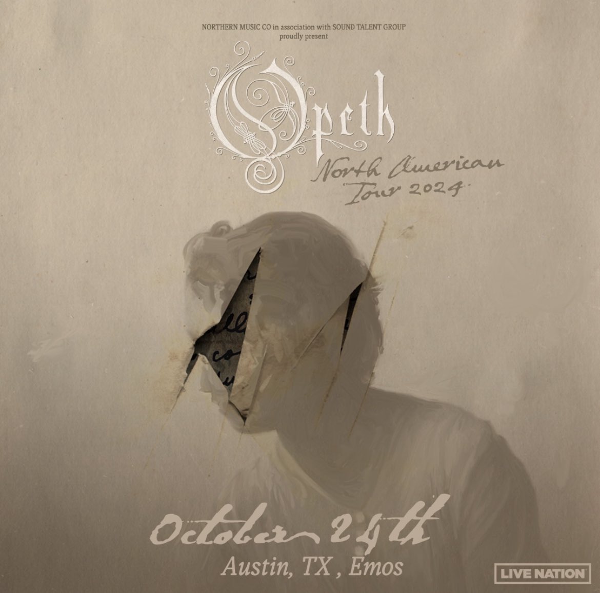 Opeth just announced North American tour dates and will take over @emosaustin on Thursday, October 24th! 🟤 Artist Presale: Tues 4/23 @ 11am 🟤 LN & TM Presales: Tues 4/23 @ 1pm 🟤 Spotify Presale: Wed 4/24 @ 1pm 🟤 Public Onsale: Fri 4/26 @ 10am atxconcert.com