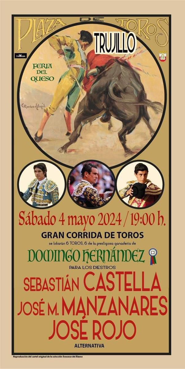 AlejandroCancho's tweet photo. Castela, Manzanares y José Rojo en #Trujillo el sábado 4 de mayo con motivo de la #FeriaDelQueso 2024. Planazo. https://t.co/1BnxsFruU4