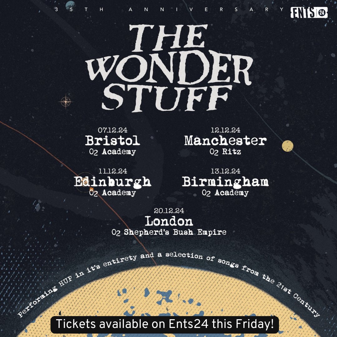 🎸 @thewonder_stuff are hitting the road, playing TWO sets each night! 🎶 Expect to hear 'HUP' in its entirety, followed by a stellar selection of hits🎤 
🎟️ Tickets available this Friday 26th April at 10am:
👉 ents24.com/uk/tour-dates/…
#TheWonderStuff #ents24 #LiveMusic